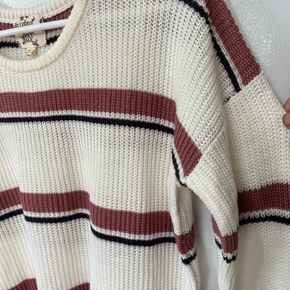 - HIPPIE ROSE Stripped Knit Crop Sweter Sz L - Picture 2 of 5